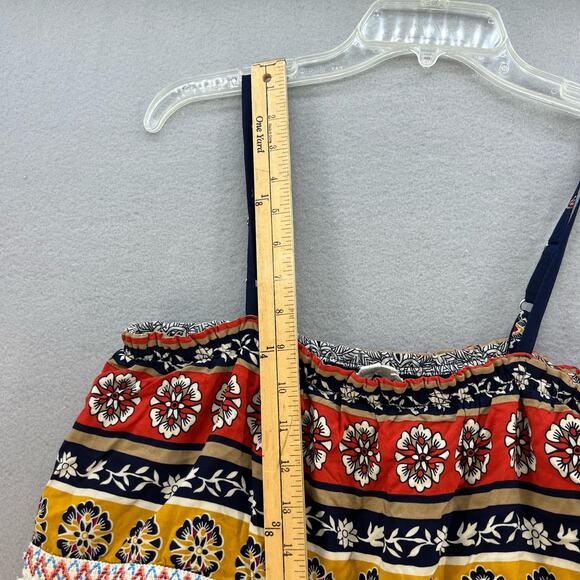 Entro Midi Sun Dress Women's Size Large Navy Boho Lined Adjustable Straps Hippie - Picture 3 of 15